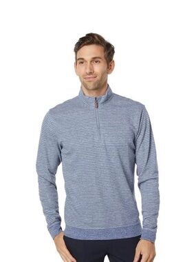 Johnnie-O Skiles Men's Heathered Blue Quarter-Zip Sweater